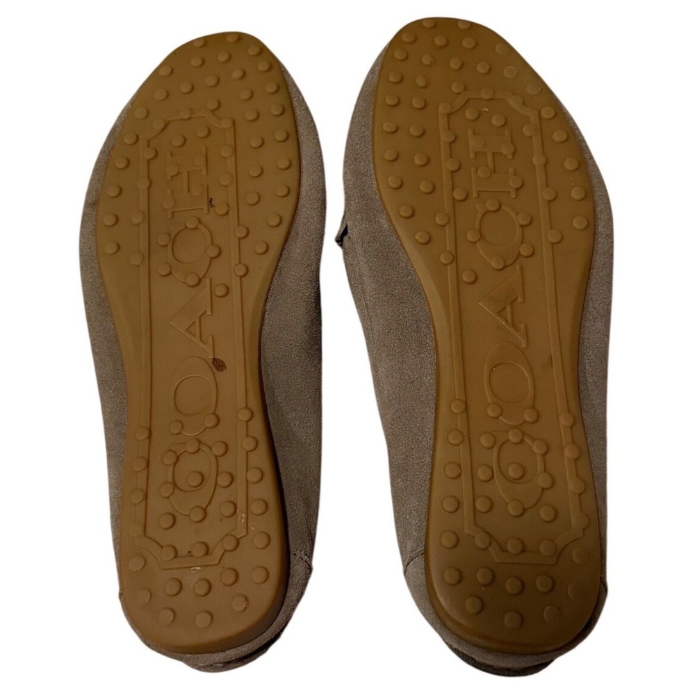 Coach Fortunata Suede Driving Loafers Taupe‎ Gray Logo Flats A4481 Womens 9.5B - Picture 2 of 5
